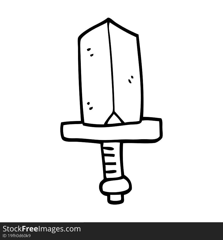 line drawing cartoon jeweled dagger