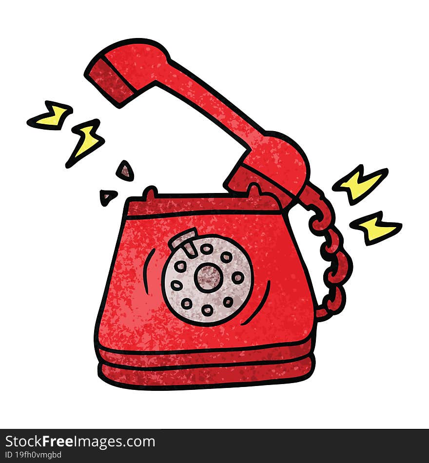 Cartoon Doodle Old Rotary Dial Telephone