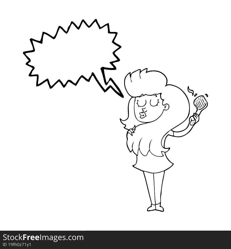 speech bubble cartoon woman brushing hair