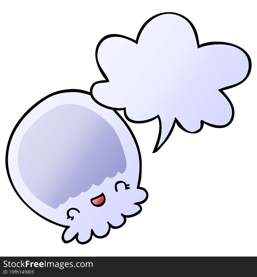 cartoon jellyfish and speech bubble in smooth gradient style