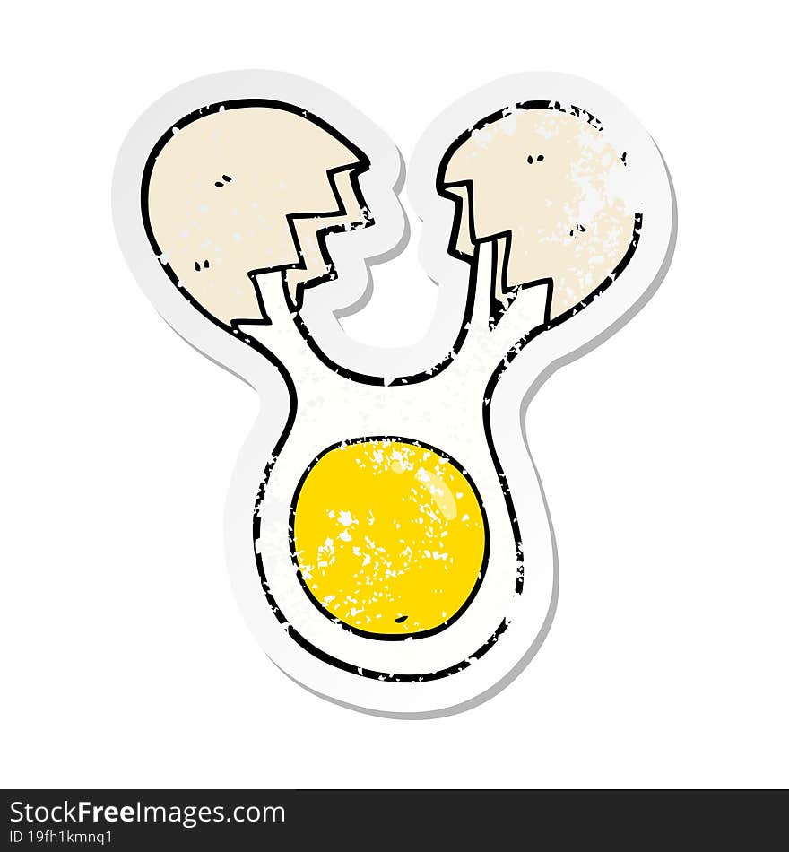 distressed sticker of a cartoon cracked egg