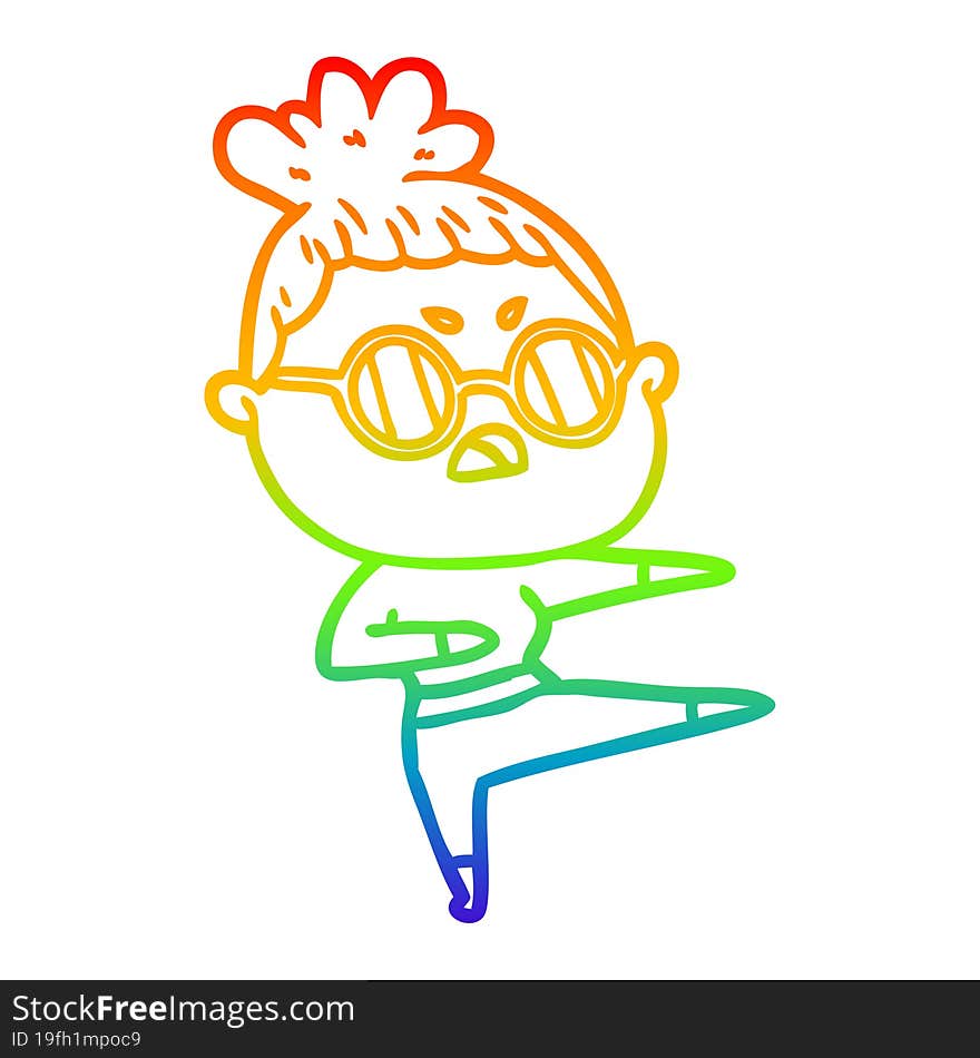 rainbow gradient line drawing cartoon annoyed woman