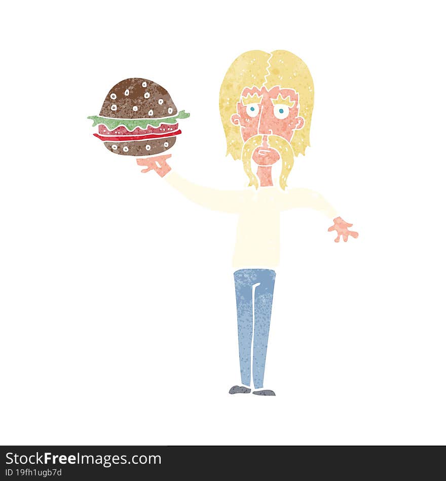 cartoon man with burger