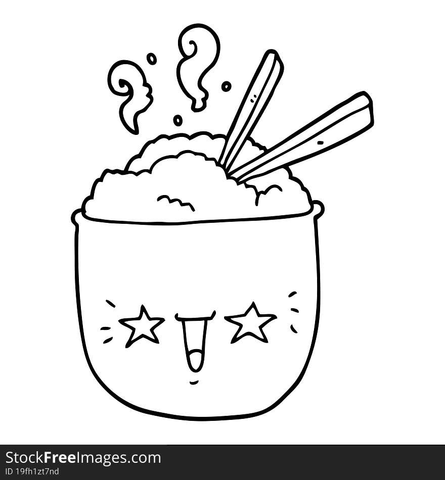 cartoon rice bowl with face