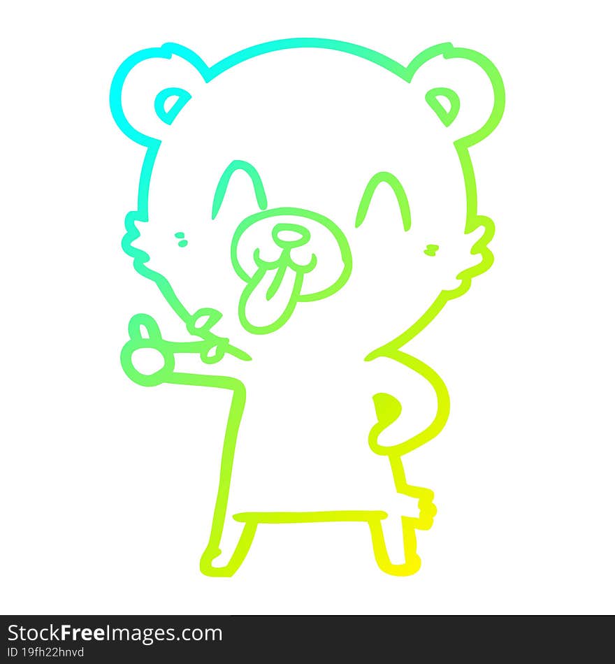 cold gradient line drawing rude cartoon bear