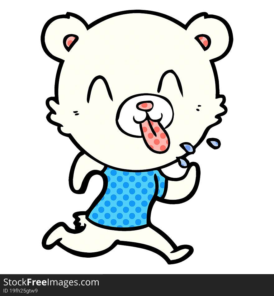 rude cartoon polar bear sticking out tongue. rude cartoon polar bear sticking out tongue