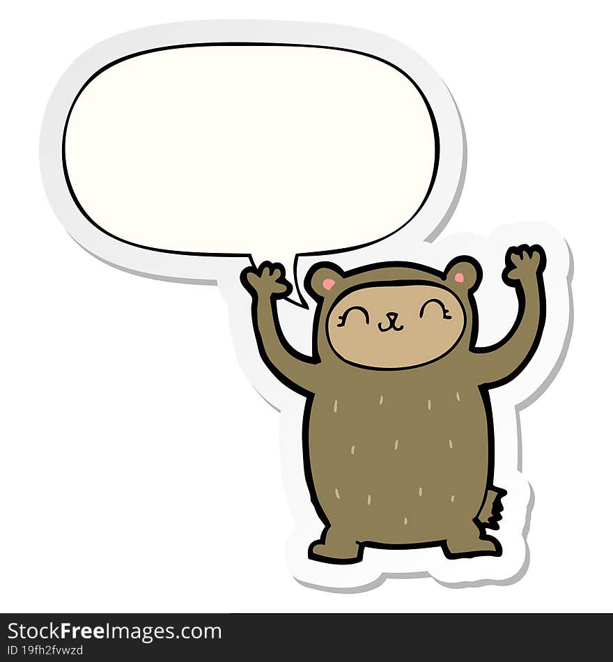 cute cartoon bear and speech bubble sticker