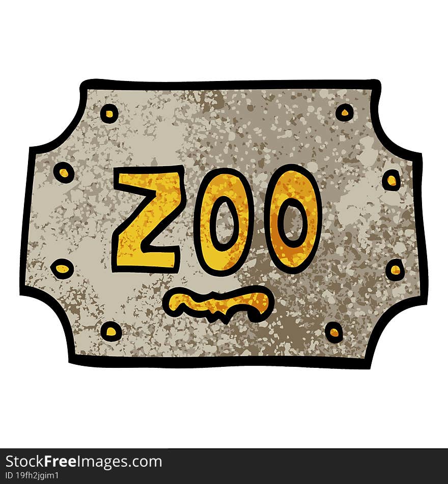 grunge textured illustration cartoon zoo sign