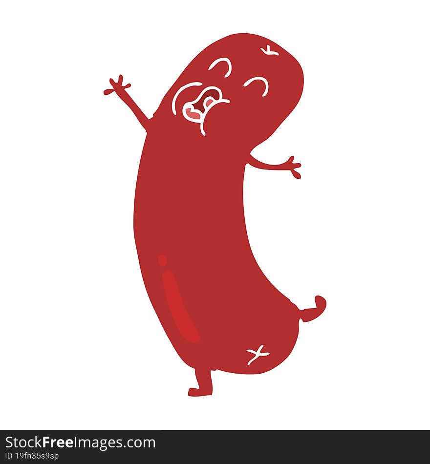 flat color style cartoon dancing sausage