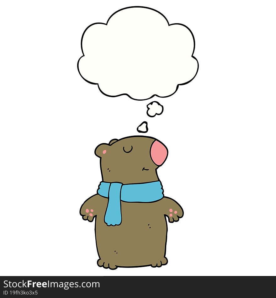 Cartoon Bear And Thought Bubble