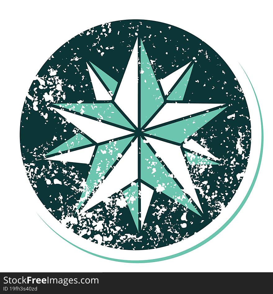 Distressed Sticker Tattoo Style Icon Of A Star