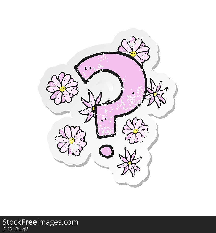 retro distressed sticker of a cartoon question mark