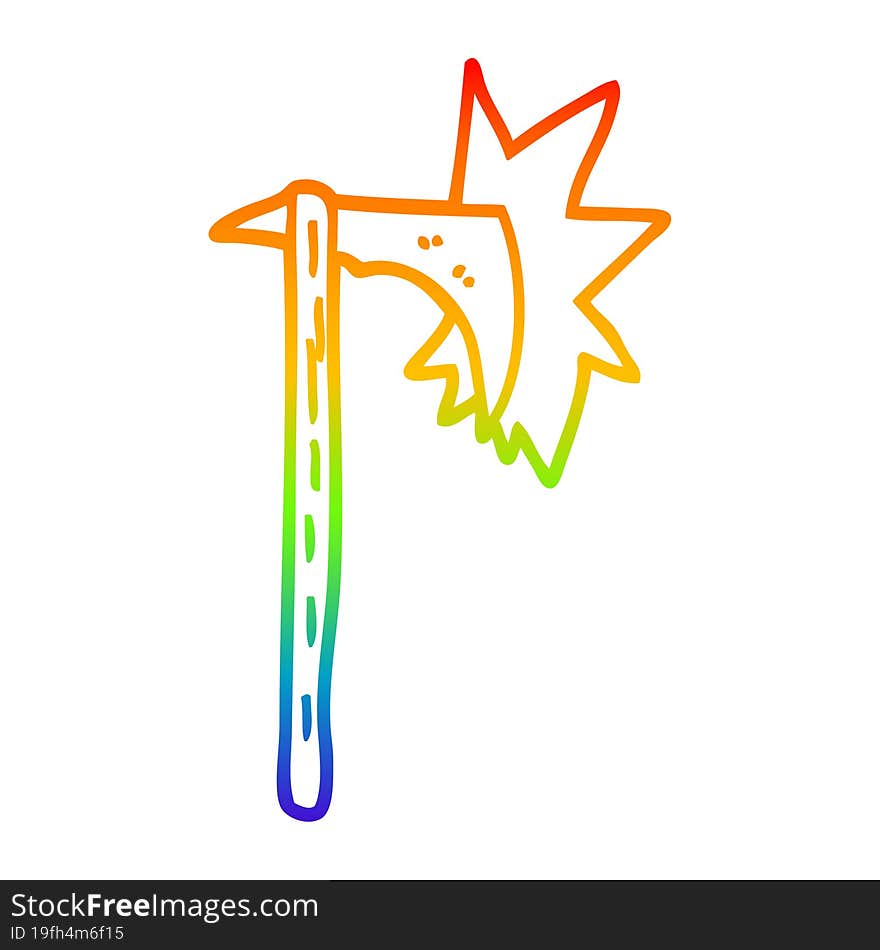 Rainbow Gradient Line Drawing Cartoon Sharp Axe