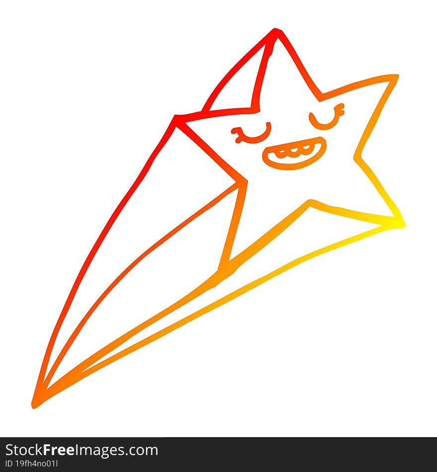 Warm Gradient Line Drawing Cartoon Shooting Star