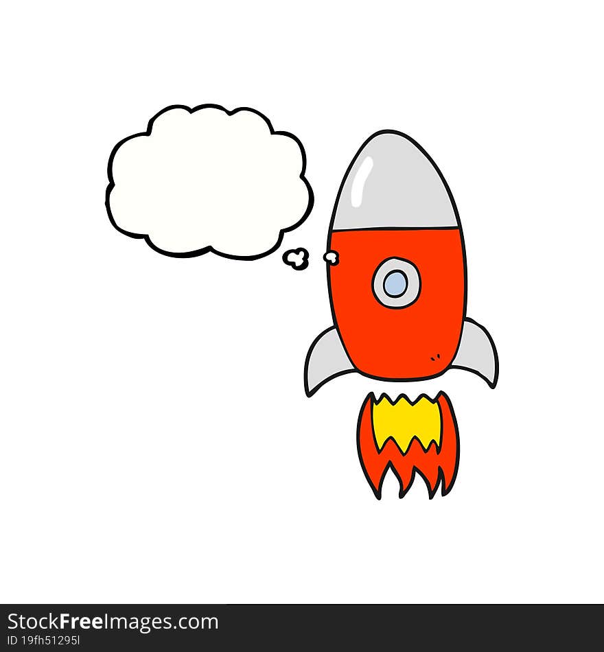 thought bubble cartoon flying rocket