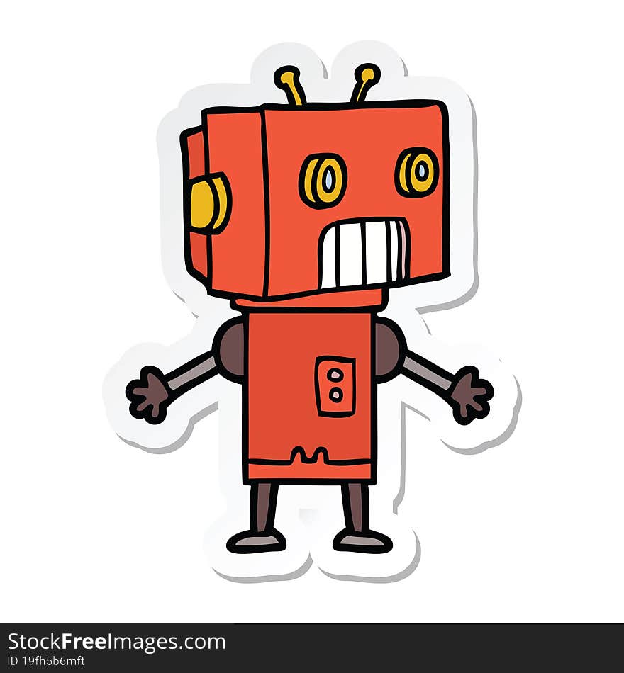 sticker of a cartoon robot