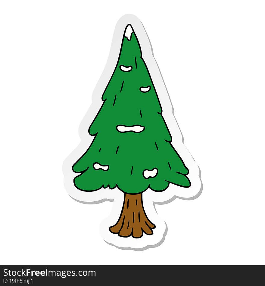 Sticker Cartoon Doodle Single Snow Covered Tree