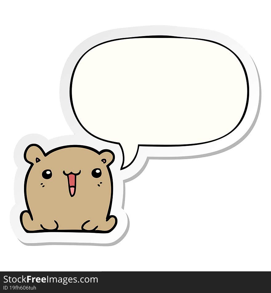 cute cartoon bear and speech bubble sticker