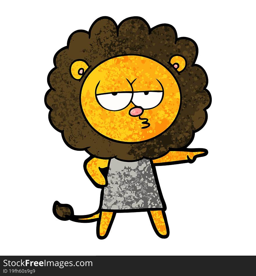 cartoon bored lion. cartoon bored lion