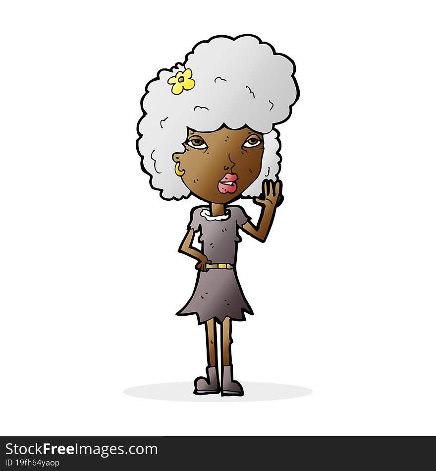 cartoon woman waving