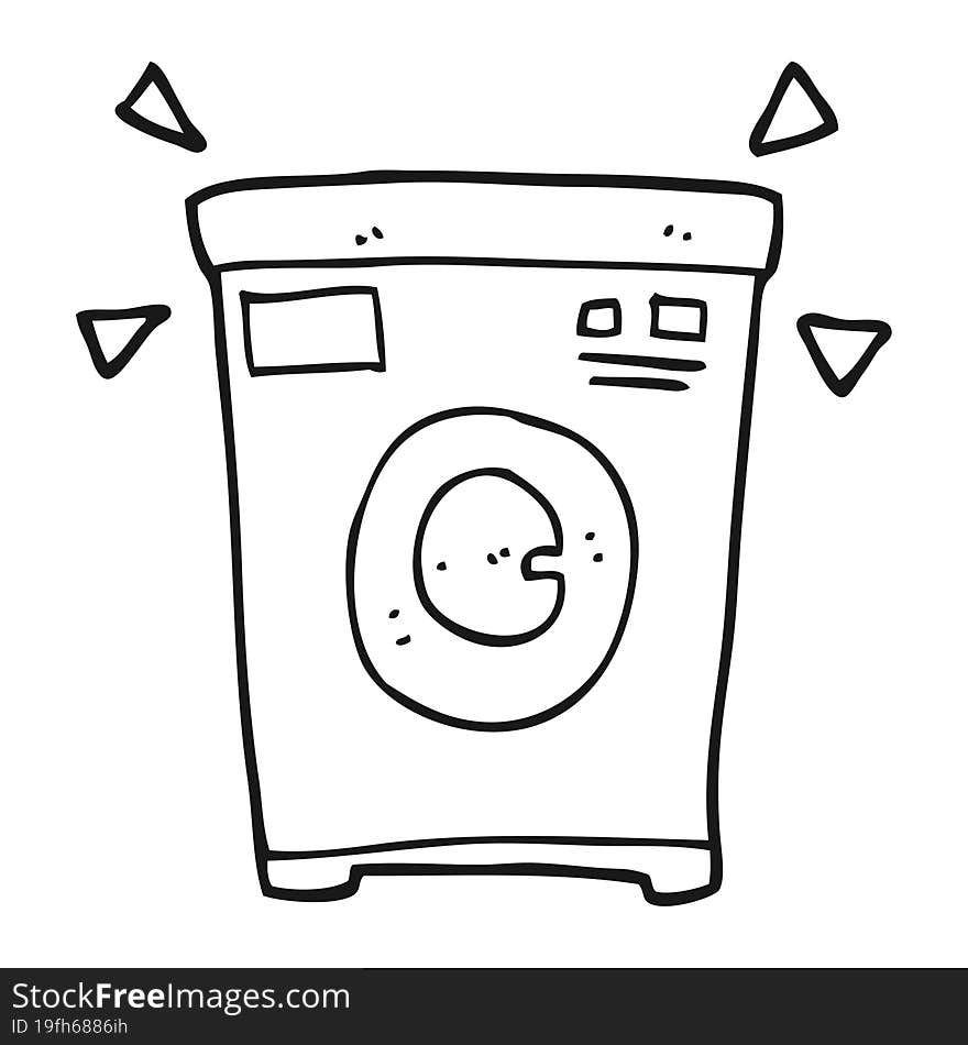 black and white cartoon washing machine