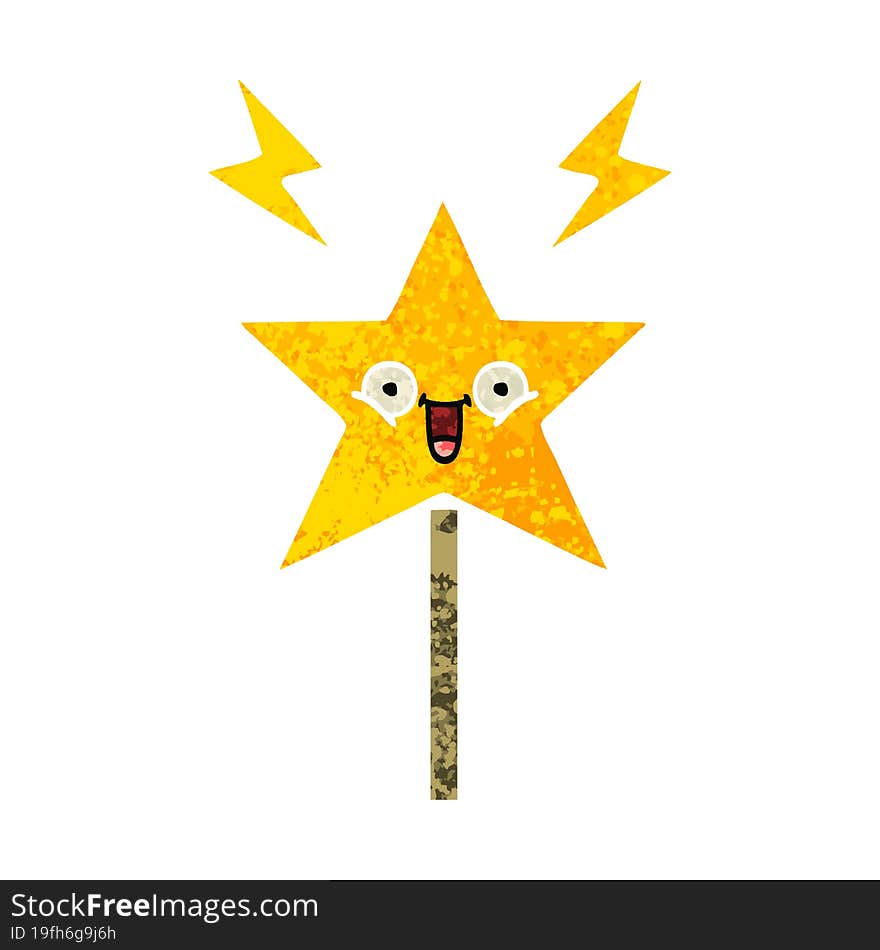 retro illustration style cartoon magic wand