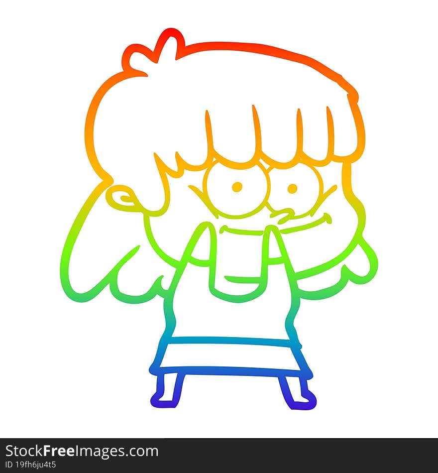 rainbow gradient line drawing cartoon smiling woman