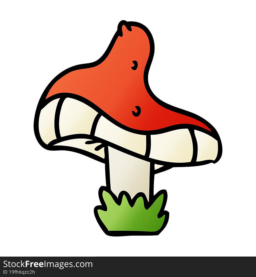 hand drawn gradient cartoon doodle of a single mushroom