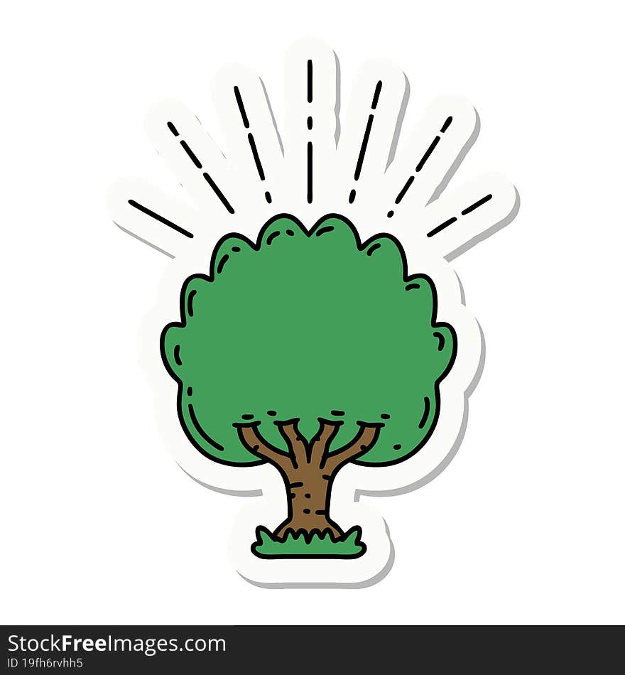 sticker of a tattoo style tree