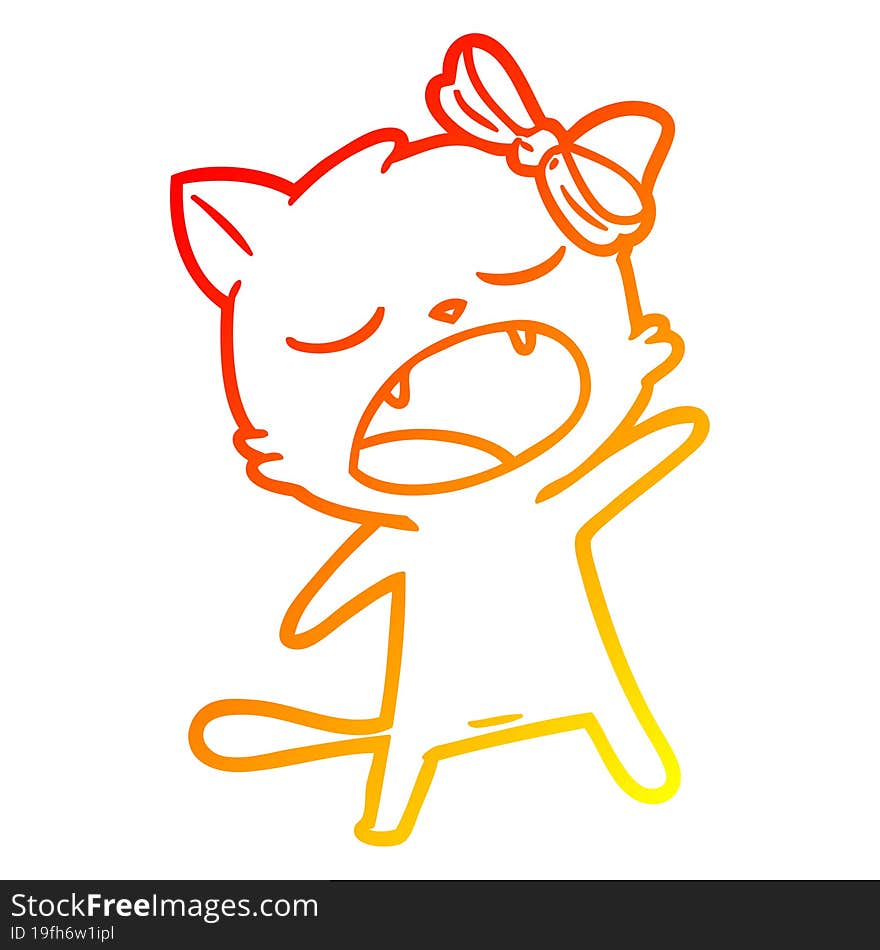 warm gradient line drawing cartoon singing cat