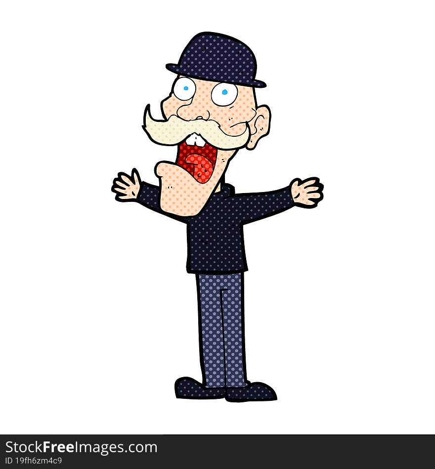 Cartoon Man Wearing Bowler Hat