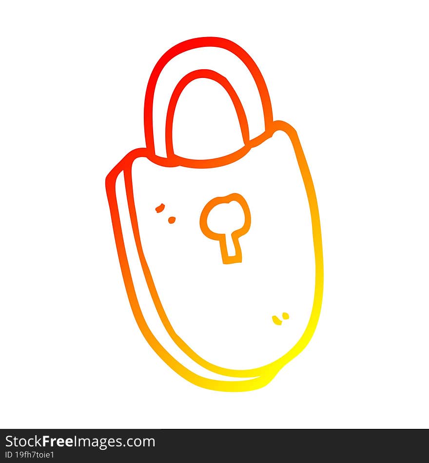 warm gradient line drawing cartoon locked padlock