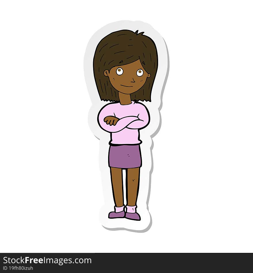 Sticker Of A Cartoon Friendly Girl Rolling Eyes