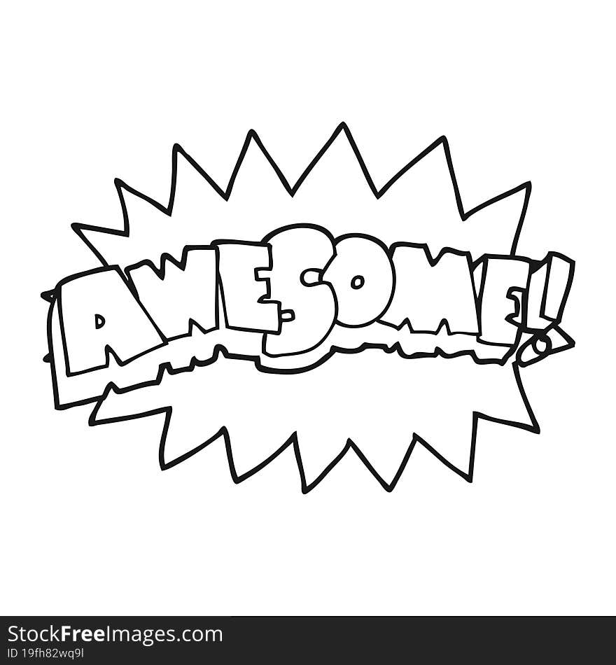 black and white cartoon awesome symbol