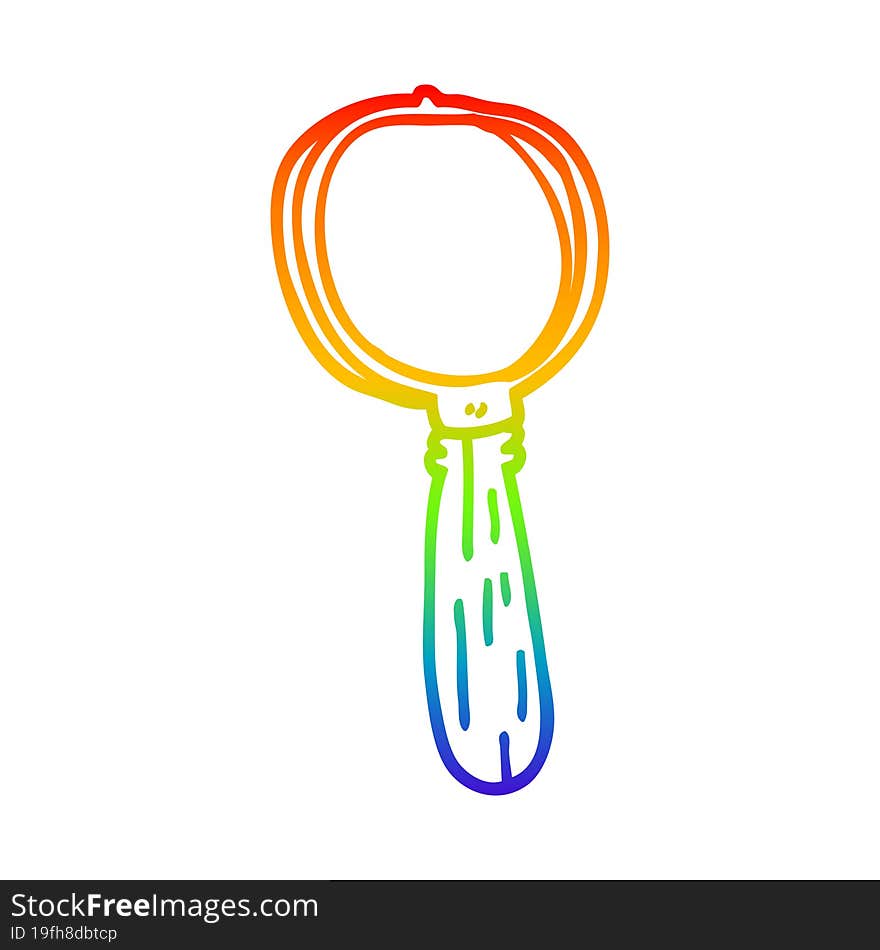 rainbow gradient line drawing cartoon magnifying glass