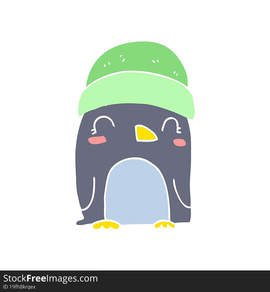 cute flat color style cartoon penguin