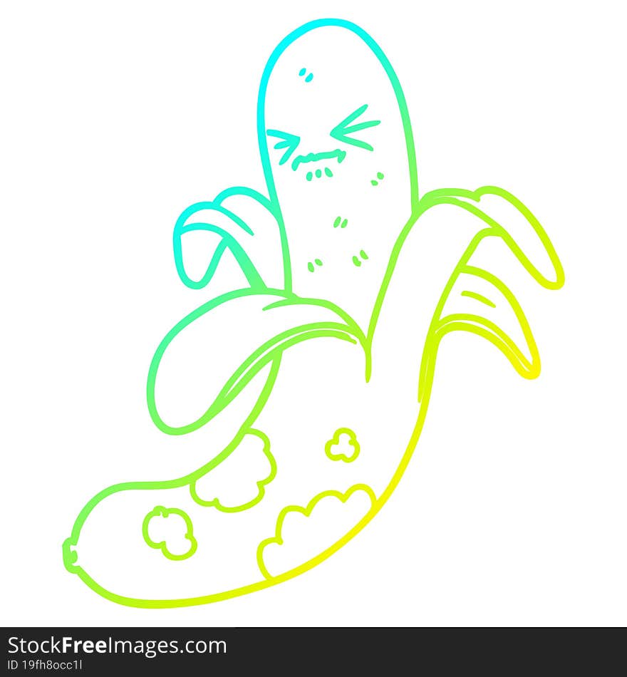 cold gradient line drawing cartoon rotten banana