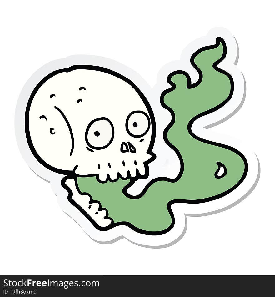 Sticker Of A Cartoon Haunted Skull