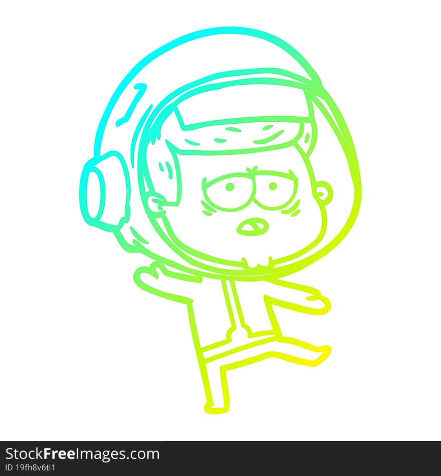 cold gradient line drawing cartoon tired astronaut