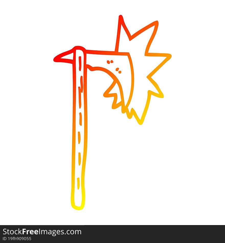 warm gradient line drawing cartoon sharp axe