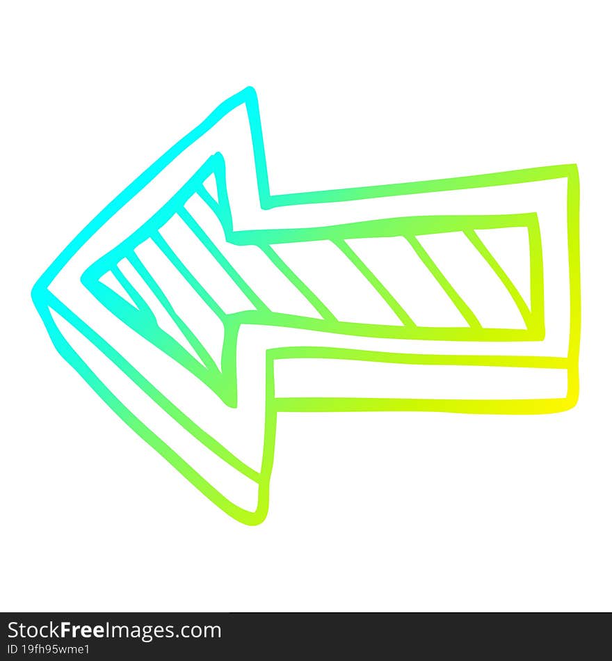 cold gradient line drawing cartoon directing arrow