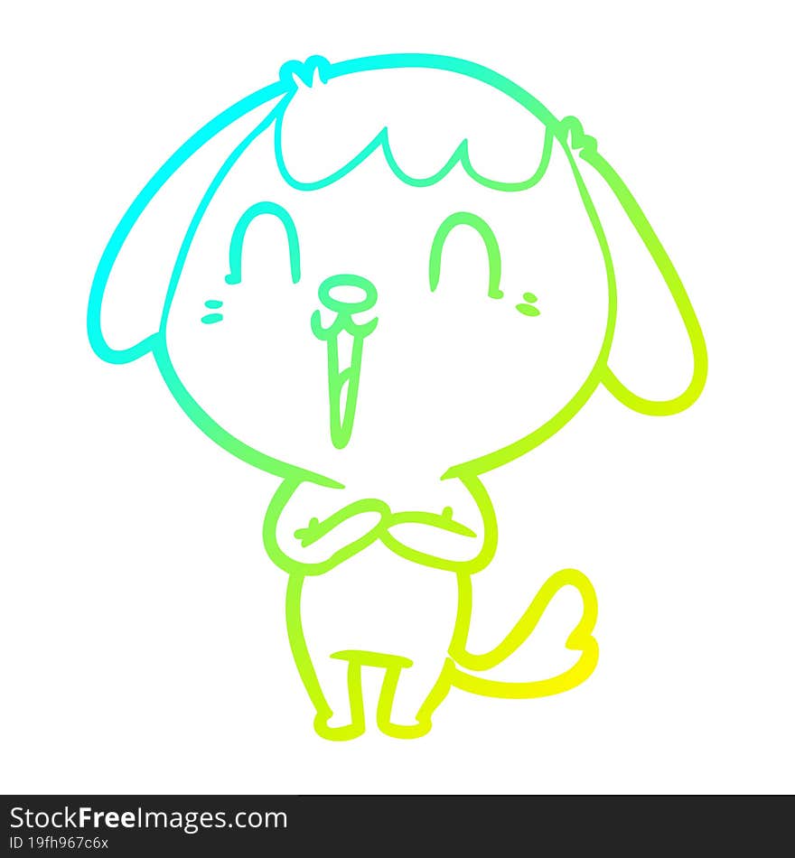 Cold Gradient Line Drawing Cute Cartoon Dog