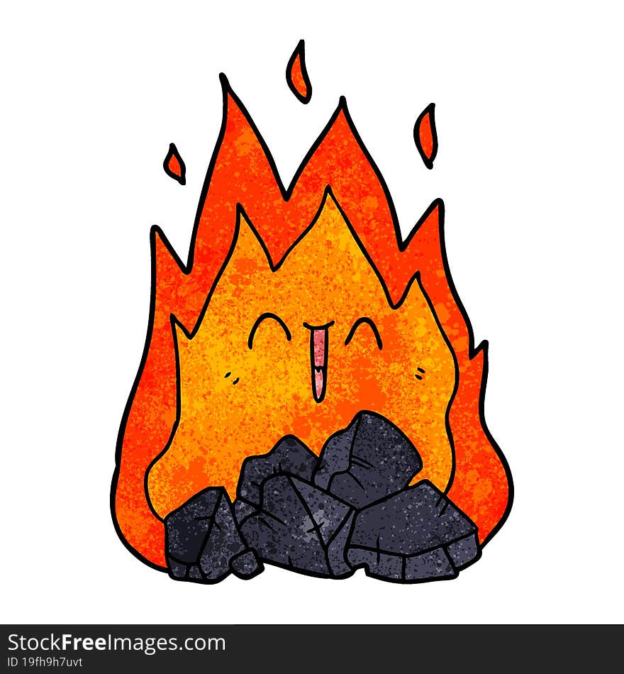 cartoon blazing coal fire. cartoon blazing coal fire