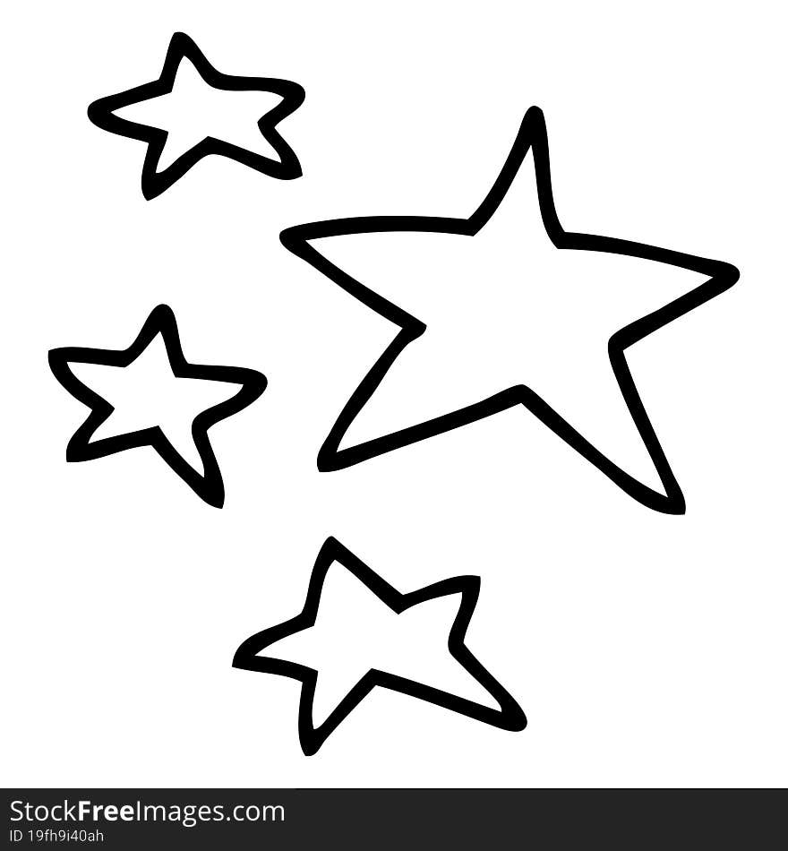 Line Drawing Cartoon Stars