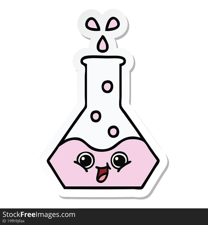 Sticker Of A Cute Cartoon Science Beaker