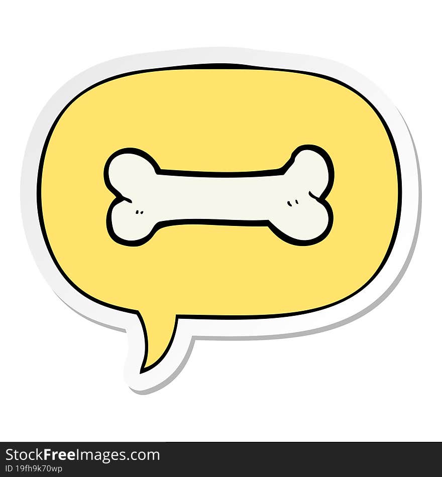 cartoon bone and speech bubble sticker