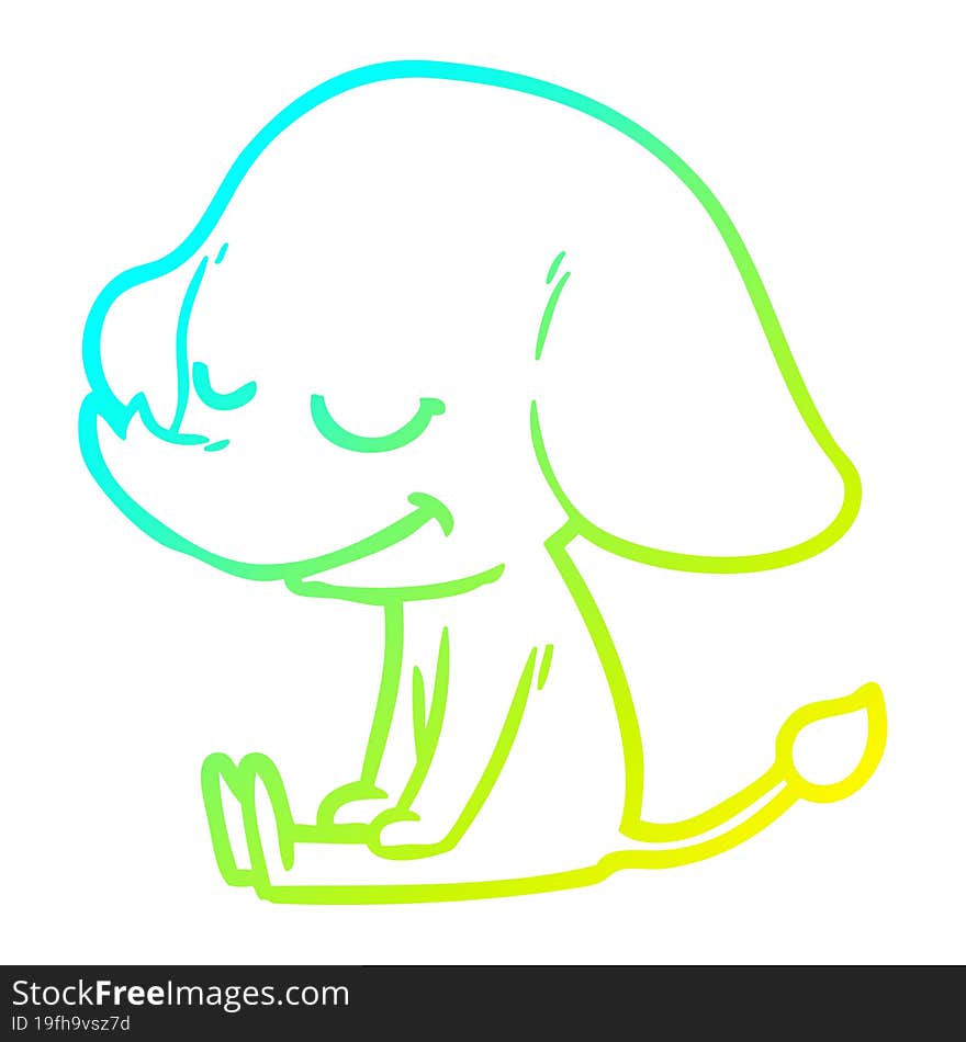 cold gradient line drawing cartoon smiling elephant