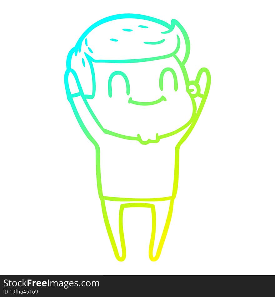 cold gradient line drawing cartoon friendly man