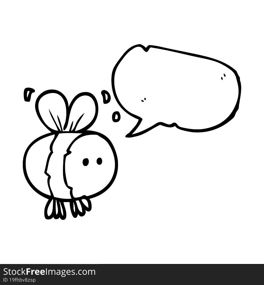 freehand drawn speech bubble cartoon bee