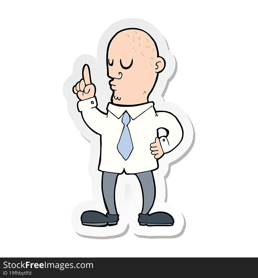 sticker of a cartoon bald man with idea